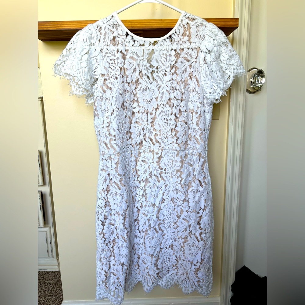 White lace dress with nude lining size medium